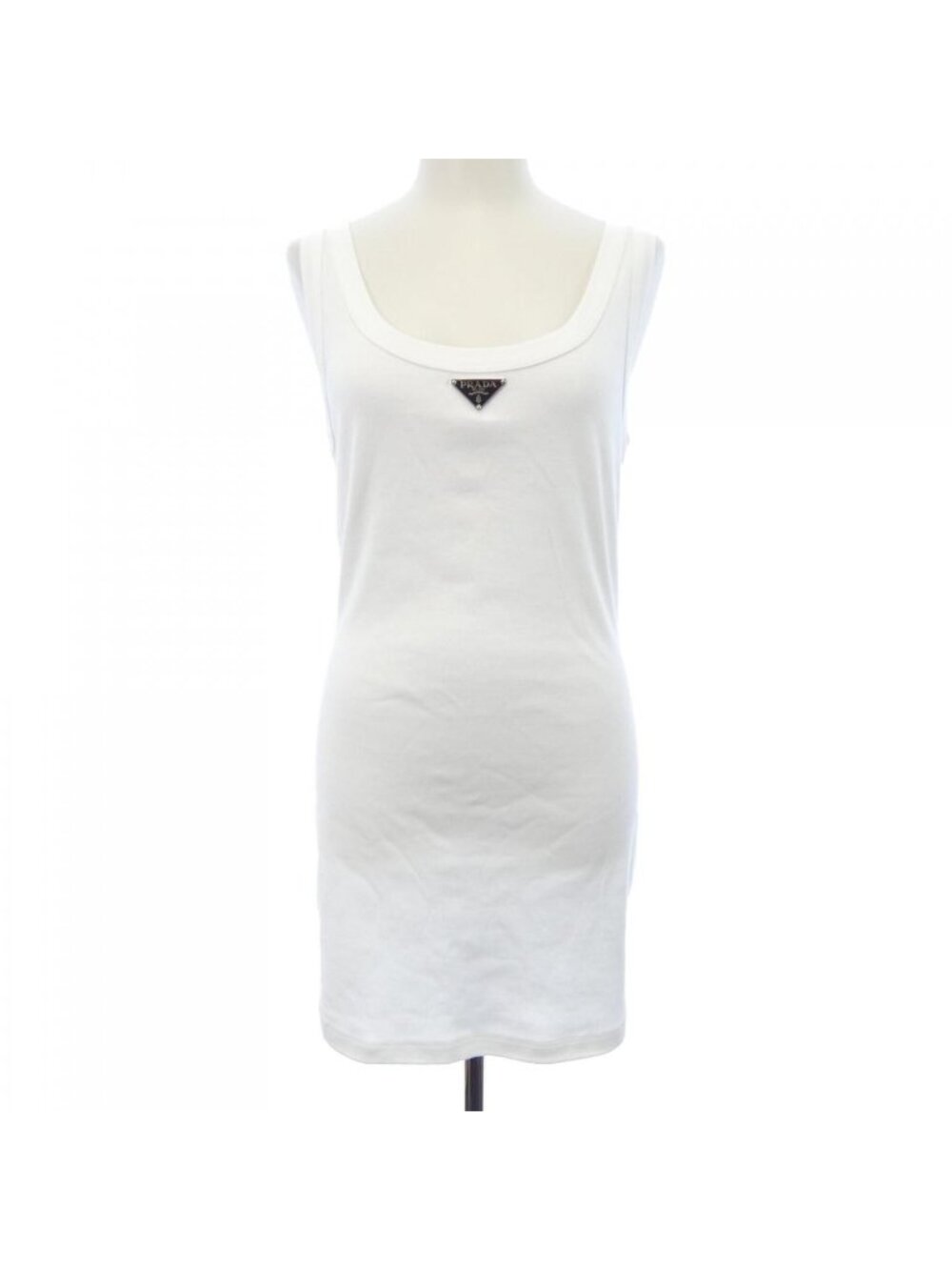 Prada Ribbed Knit Jersey Dress Triangle Logo